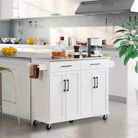 Yaheetech Kitchen Island Cart with Stainless Steel 